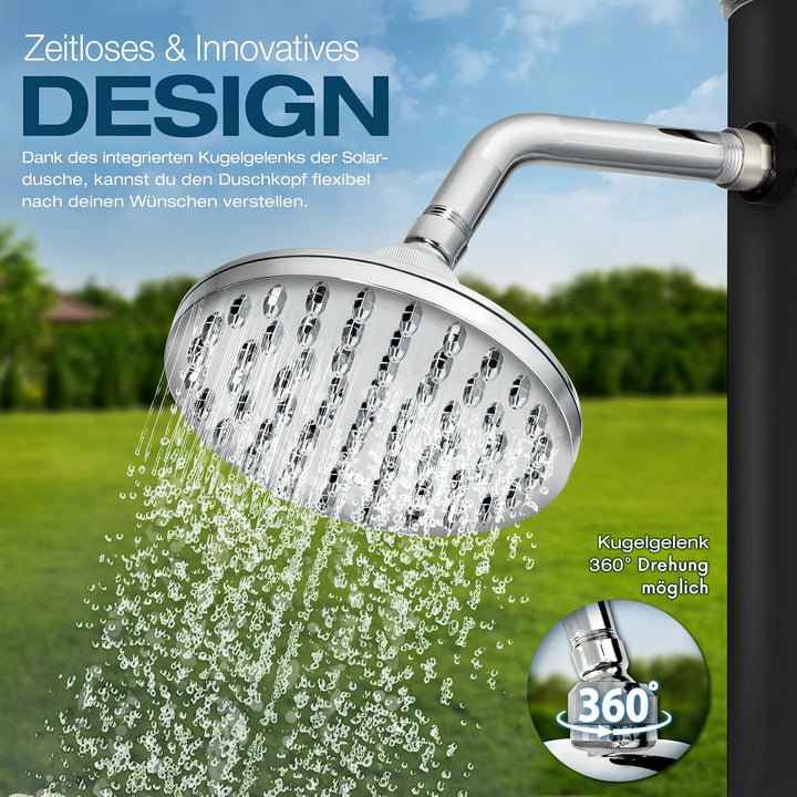 tillvex Solardusche 20 Liter | Solar Garten-dusche warmes Wasser | Pooldusche Camping | ohne Stroman