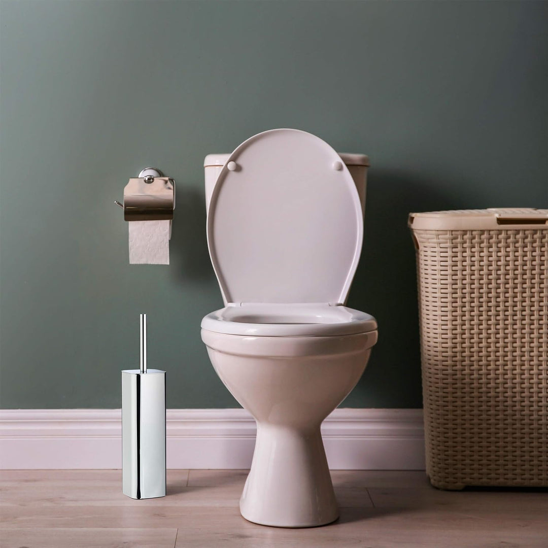 Relaxdays WC Bürstenhalter Wand, Toilettenbürstenhalter mit WC Bürste, für Wandmontage, HTB: 38,5x8x