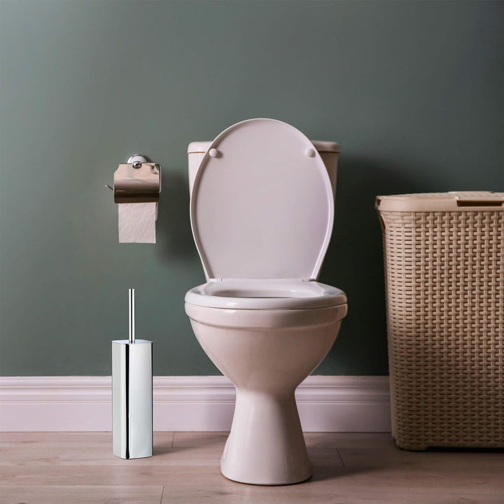 Relaxdays WC Bürstenhalter Wand, Toilettenbürstenhalter mit WC Bürste, für Wandmontage, HTB: 38,5x8x