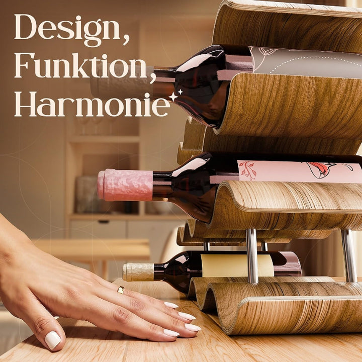 Dreiklang - be smart Weinregal Flaschenregal aus Holz für 14 Flaschen, stabil, Freistehend, modern,