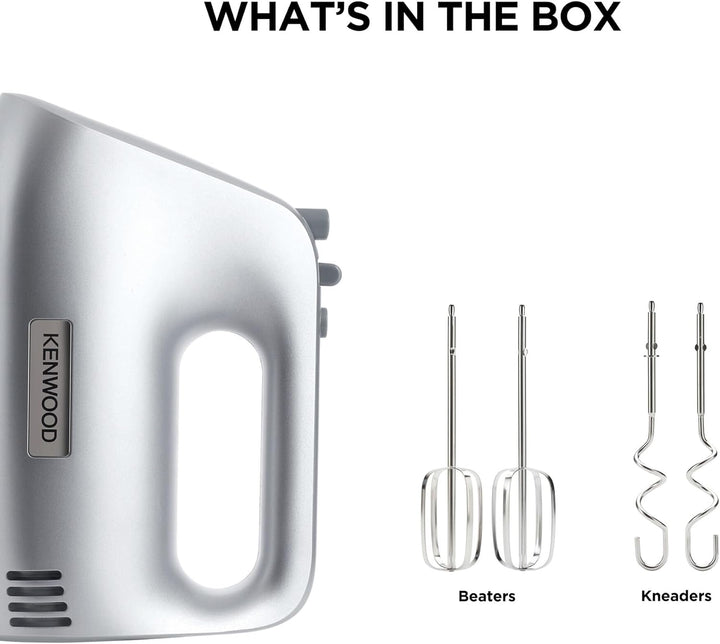 KENWOOD HMP30.A0SI Handmixer 450W 5 Geschwindigkeiten + Turbo - Schneebesen - Kneter - silberner Kun