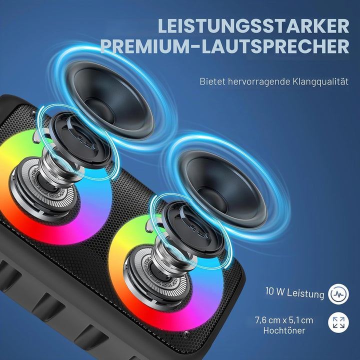 Karaoke Machine for Adults Kids,Colorful LED Lights, Portable Bluetooth Speaker with 1 Wired Mic Sup