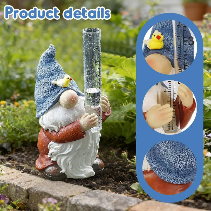 Regenmesser für Garten Frostsicher, Outdoor Regenmesser Glas Regenwassermesser, 8'' Gartenzwerg aus