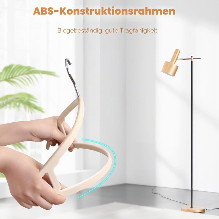 Jiang&amp;Rong 60 Stück Kleiderbügel Samt Beige, Ultradünn, Platzsparend,Hosen | kleiderbügel samt rutsc