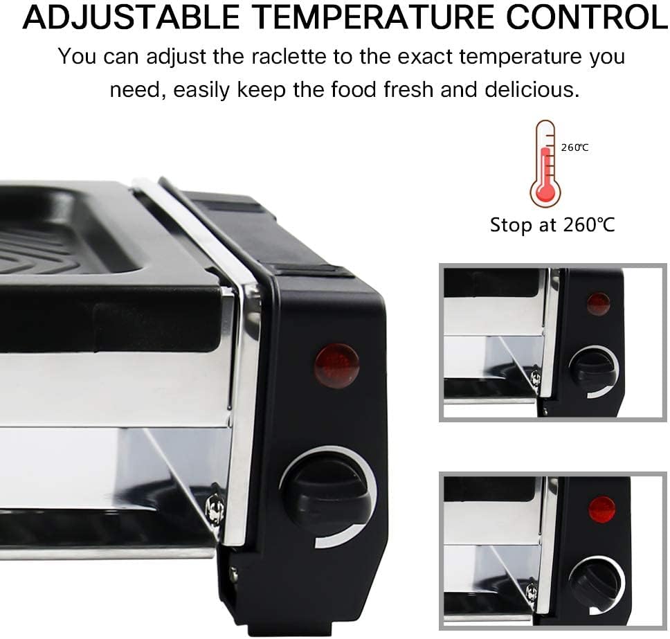 HengBO Mini Raclette, Raclette Grill für 1 bis 2 Personen, Antihaftbeschichteten Grillplatte, 2 Pfan