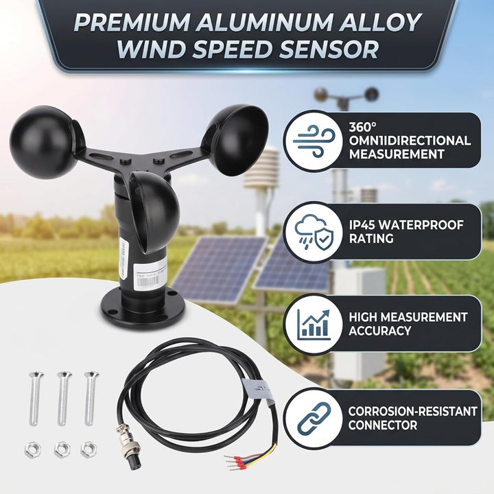 Becherförmiger Windsensor, 360-Grad-Windgeschwindigkeitsmessung, 0–10 V Digitales Anemometer, Windri