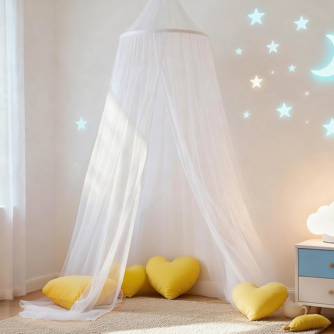 Bett Baldachin Moskitonetz für Mädchen, Prinzessin Baldachin für Kinder Bett Zimmer Dekor Weiss, Wei