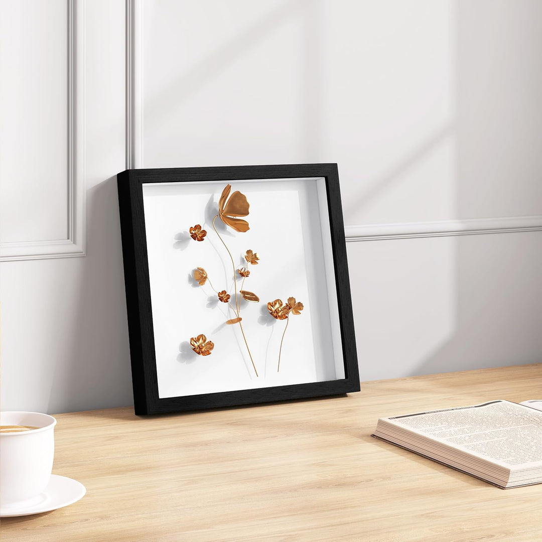 EUGAD 5er Set Bilderrahmen Fotogalerie, tiefer Rahmen für Objekte bis 3 cm, Holzrahmen mit Papier-Pa