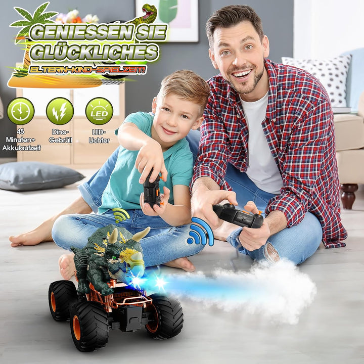 HappyGoLucky Monstertruck Ferngesteuertes Auto ab 3 4 5 6 7 8 Jahre, Dinosaurier Spielzeug ab 3-10 J