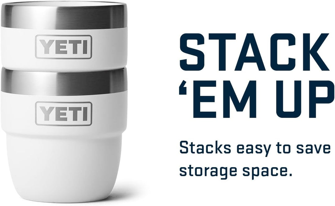 YETI Rambler stapelbare Tasse, Edelstahl, vakuumisoliert, Espresso/Kaffeetasse, 2 Stück, Weiss