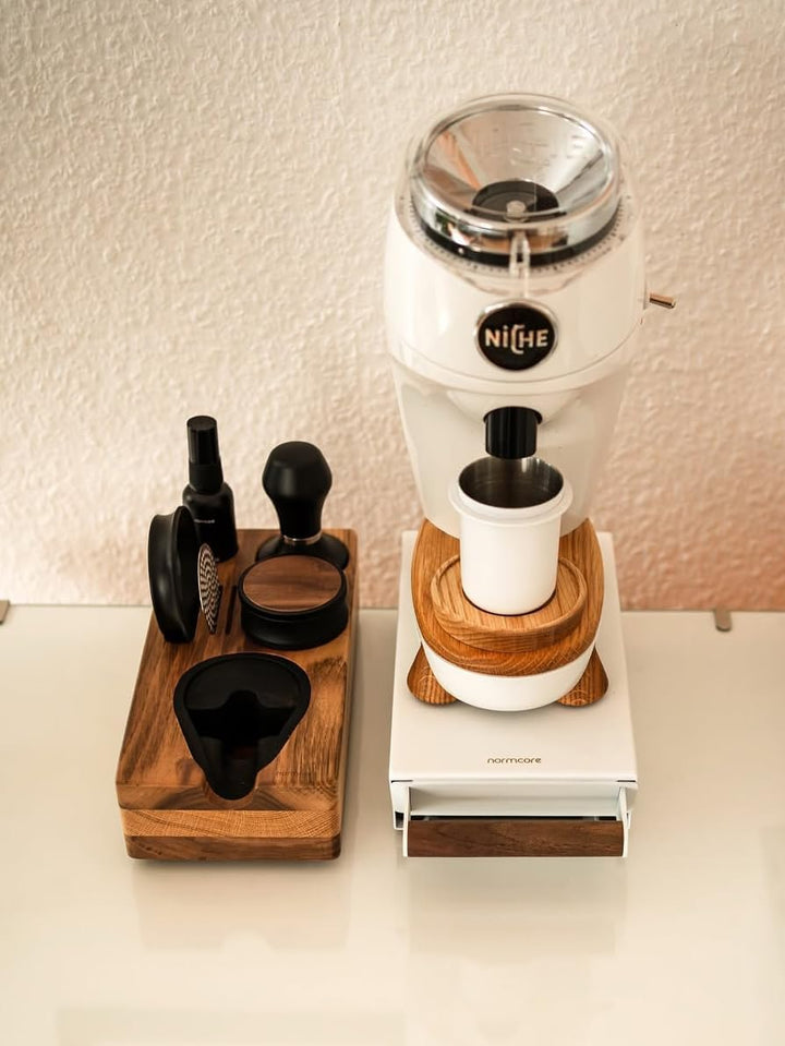 Normcore Espresso-Tampingstation, natürlicher amerikanischer Walnussholz, Kaffee-Tamperstation, Stän