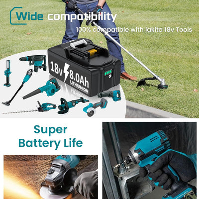 4 Stück für Makita Akku 18V 8.0Ah Kapazität Ersatzakku für Makita BL1850B BL1860B BL1860 BL1850 BL18