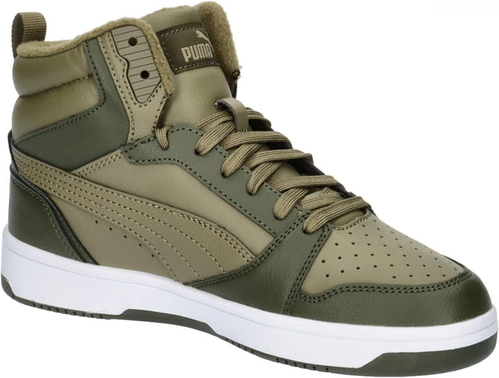 PUMA Unisex Kinder Rebound V6 Mid WTR Jr Sneaker 36 EU Alpine Snow Sand Dune Puma Weiss, 36 EU Alpin