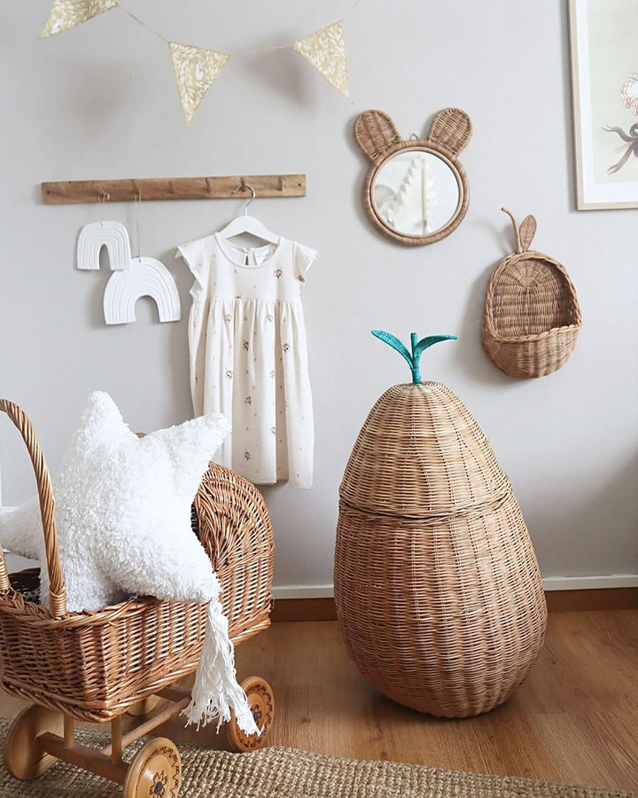 Wanddekoration Rattan Apfelform natürlich/beige 40 cm Boho Kinderzimmer Makonde