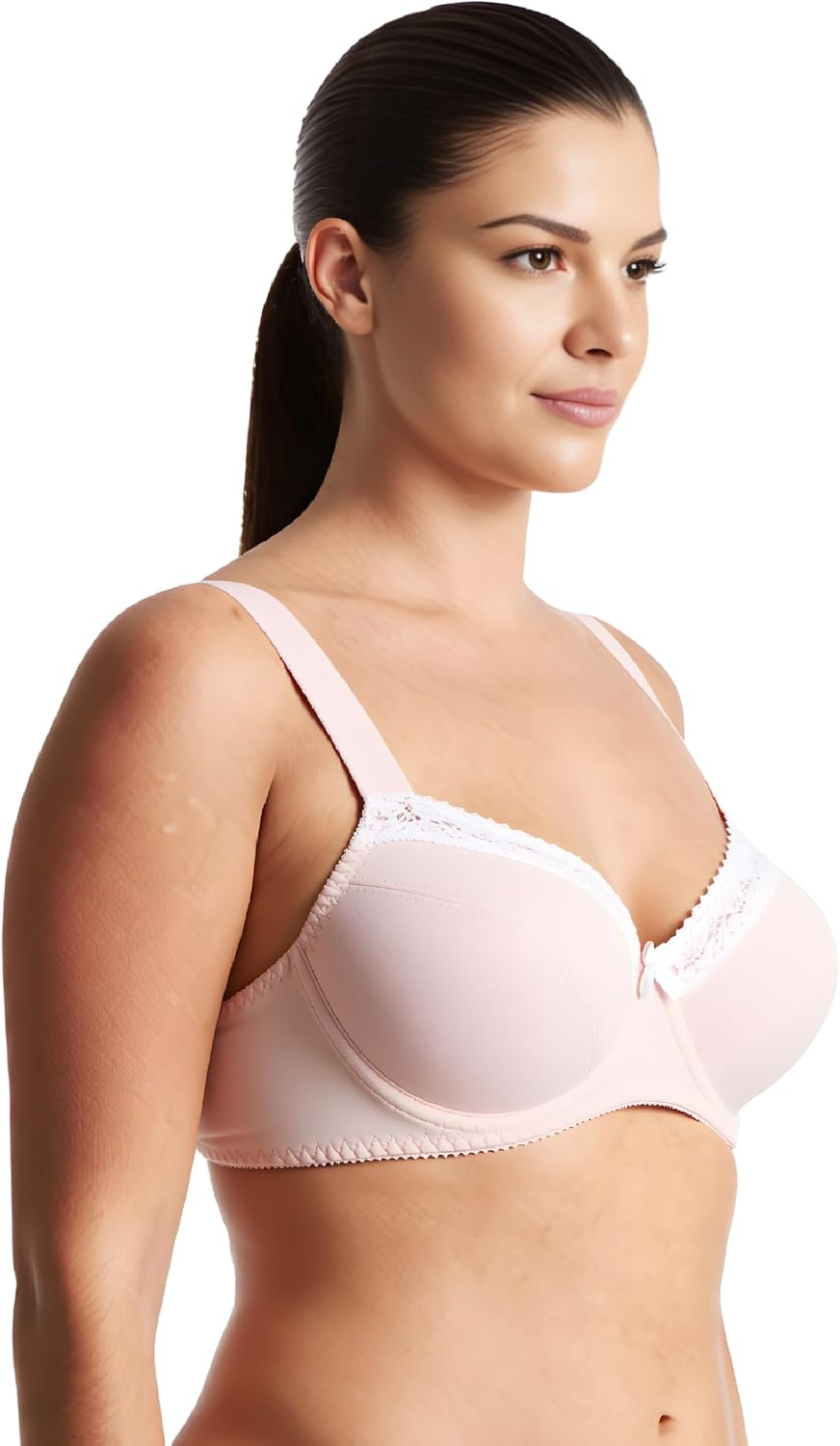 Curve Muse Damen-BH, ungefüttert, Balconette, Baumwolle, Spitze, Übergrösse, 2er- oder 3er-Pack 75D