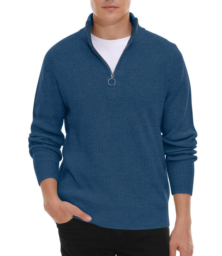Hisir Pullover Herren Strickpullover 1/4 Zip Pulli Männer, Bequem Weich Warmer Winter Pullover für M