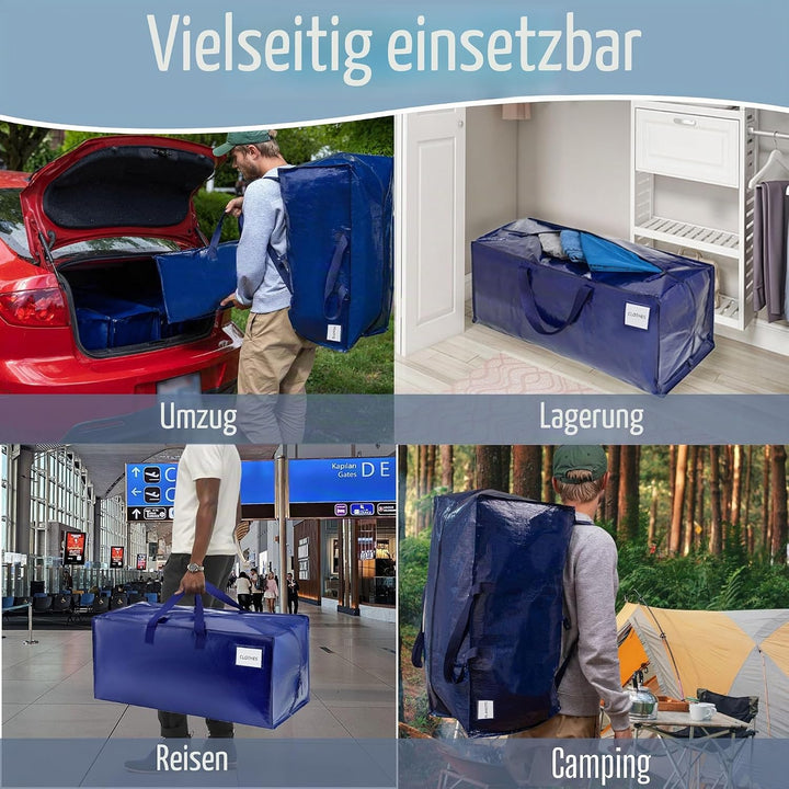 VENO 8-er Pack extra grosse Umzugstaschen mit Rucksackgurten, Umzugshelfer, starke Griffe und Reissv