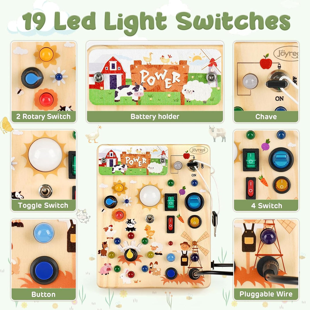 Joyreal Busy Board ab 1 Jahr, Montessori Spielzeug Baby Activity Board Holzspielzeug Lernspielzeug S