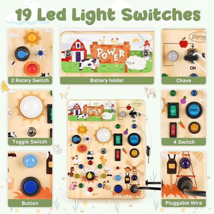 Joyreal Busy Board ab 1 Jahr, Montessori Spielzeug Baby Activity Board Holzspielzeug Lernspielzeug S