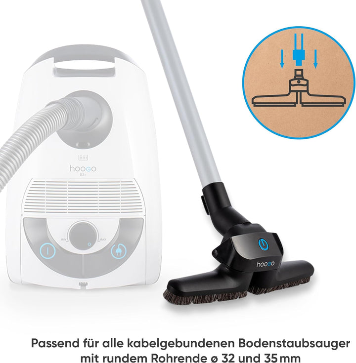 HOOGO® flipflop Universal Staubsauger Bodendüse flex - passend für alle runden 35/32mm Staubsaugerro