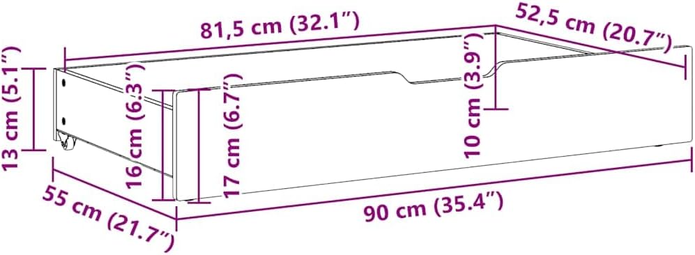 vidaXL Bettschubladen 2 Stk., Bettkasten Holz Aufbewahrung mit Rollen, Bett Schublade Bettauszug, Be