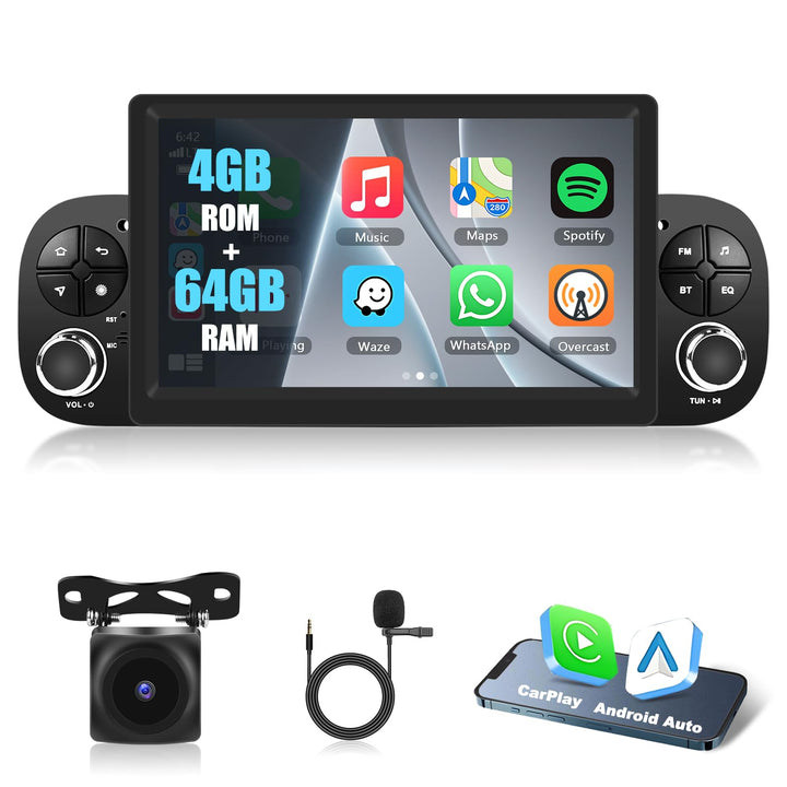 4GB+64GB Autoradio für FIAT Panda 2013-2020 mit Carplay Android Auto, 7 Zoll Bildschirm Car Stereo m