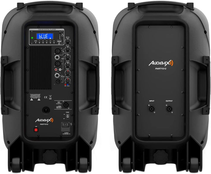 Audibax Party 212 Led Set 2 Altavoces 12" PRO 1000W Pico + Soportes + Cableado + Micrófono