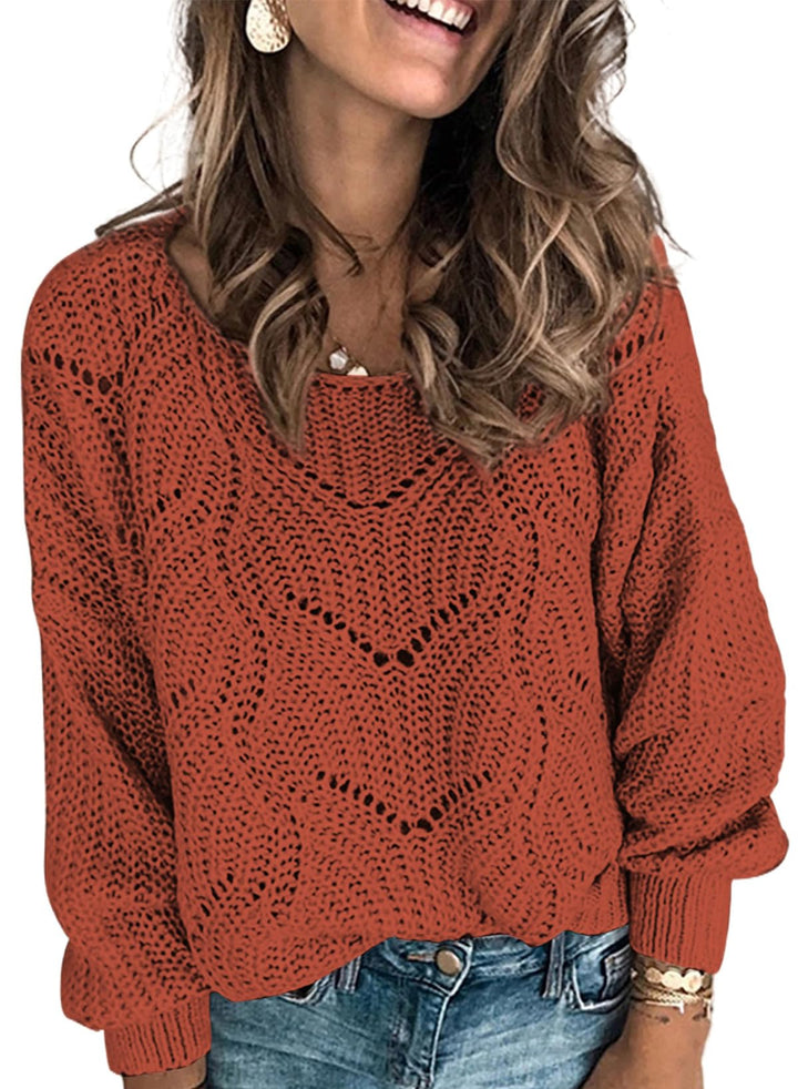 Dokotoo Damen Strickpullover Elegant Rundhals Pullover Herbst Winter Einfarbiger Pulli Oberteil Swea