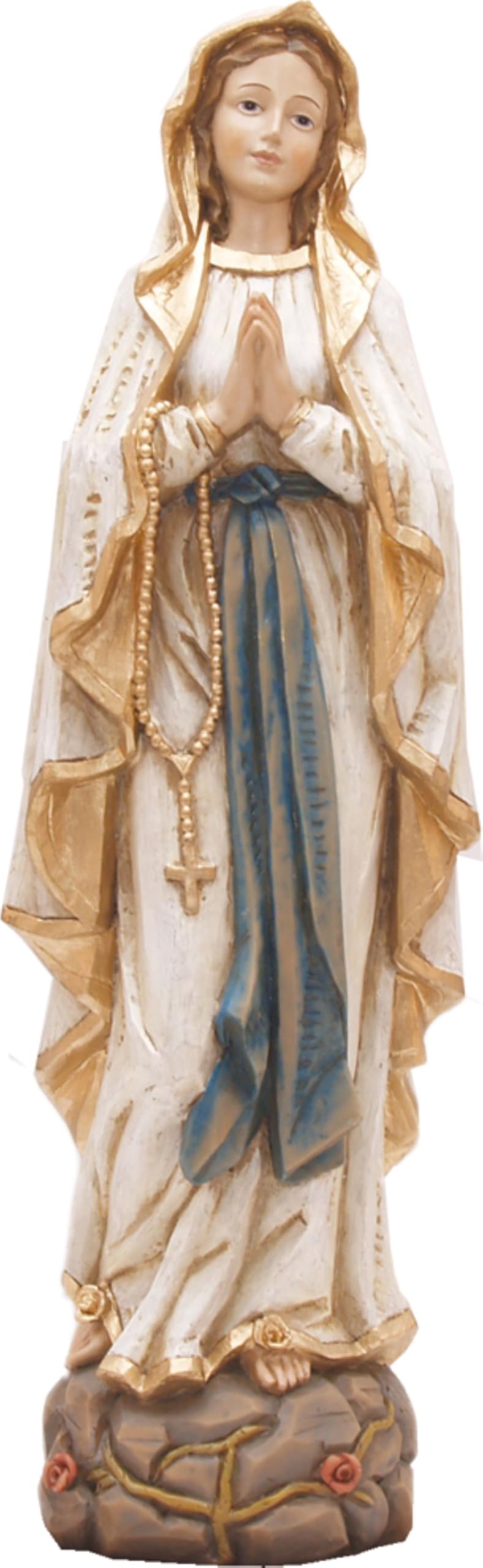 FADEDA Madonna Lourdes in Holzoptik/Höhe:20 cm/handbemalt/detailgetreue Krippen Figuren - Weihnachte