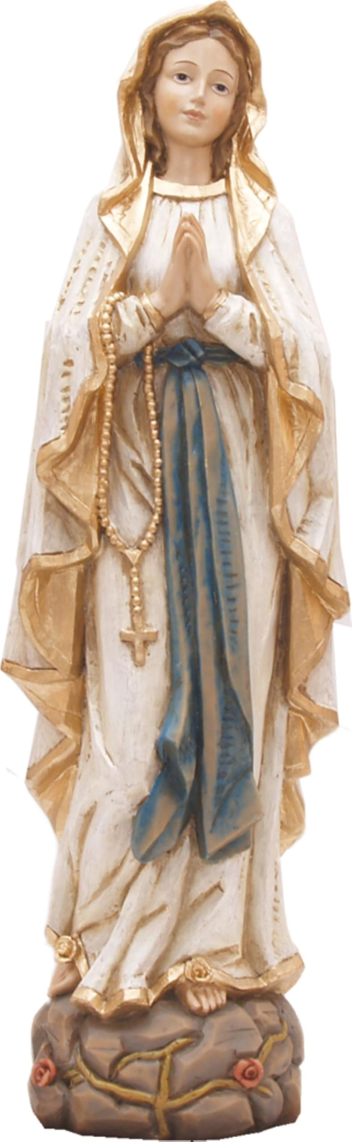 FADEDA Madonna Lourdes in Holzoptik/Höhe:20 cm/handbemalt/detailgetreue Krippen Figuren - Weihnachte