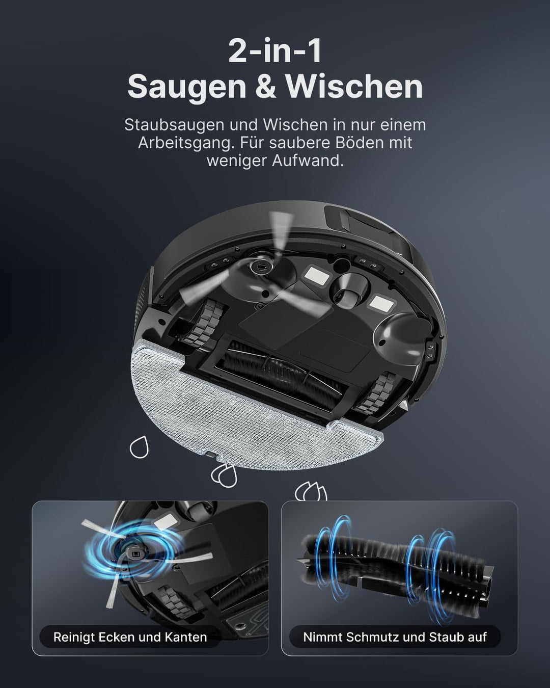 VONKO S6 Pro Saugroboter mit Wischfunktion und Absaugstation, 8000Pa Saugkraft,LiDAR 2.0 Laser Navig