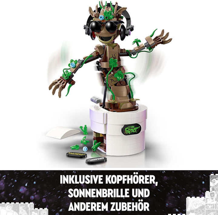 LEGO Marvel Tanzender Groot, animierte Minifigur eines Charakters aus Guardians of The Galaxy, inter