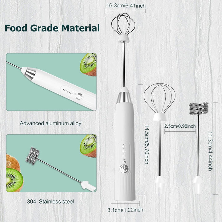 Milchaufschäumer Elektrisch Stab, USB Wiederaufladbar Milchschäumer Elektrisch, elektrischer Schnee