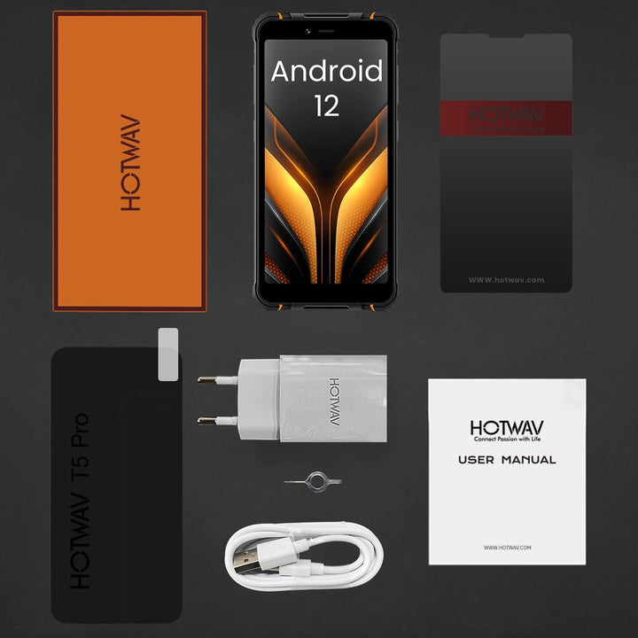 HOTWAV T5 Pro Telephone Portable Incassable, 4Go+32Go-512Go Extensible,Android 13, 7500 mAh, Écran 6