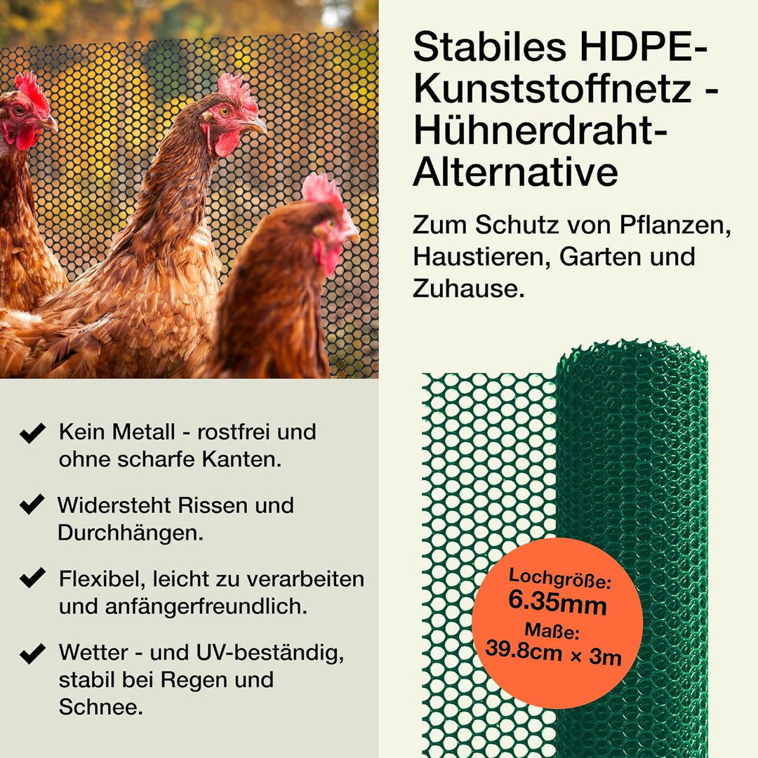 MaPorch Kunststoff-Maschendrahtzaun (2 Pack, Hunter Green 38cm x 304cm) - Drahtzaun - Drahtgeflecht