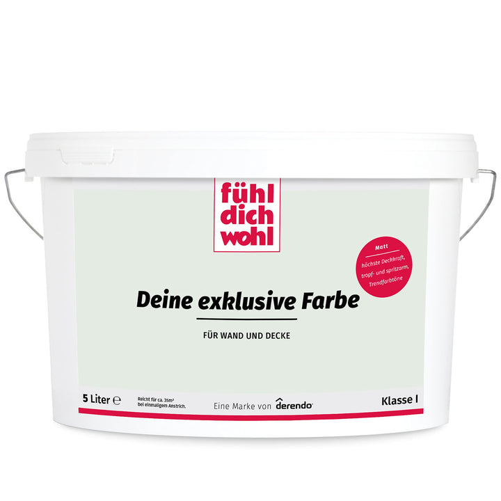 derendo Fühl Dich Wohl Deine Farbe grün, matte grüne Wandfarbe, hohe Deckkraft, verschiedene Grüntön