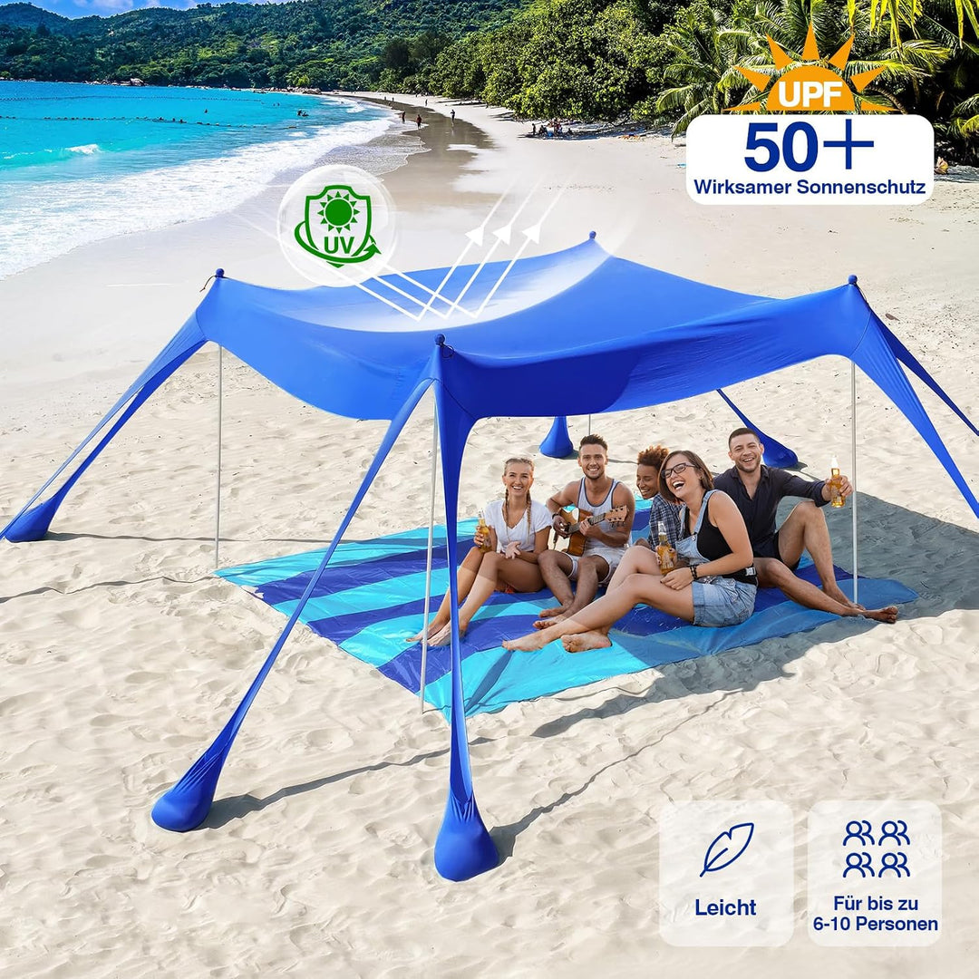 Rhino Valley Strandmuschel, Strandzelt Sonnenschutz UV 50+, Windschutz Strandzelt, Tragbar Sonnenseg