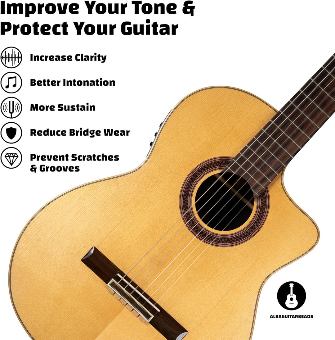 Klassische Gitarren Bridge Beads - Helles Holzmuster Tie Blocks für Nylon & Carbon Saiten - Passend