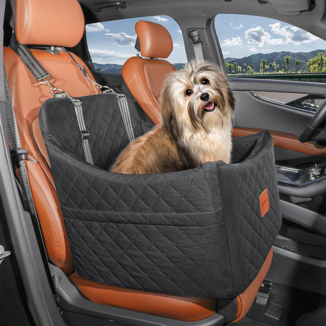 Hunde Autositz für kleine bis mittlere Hunde, Memory Foam erhöhte Kissen Hundeautositz,abnehmbar und