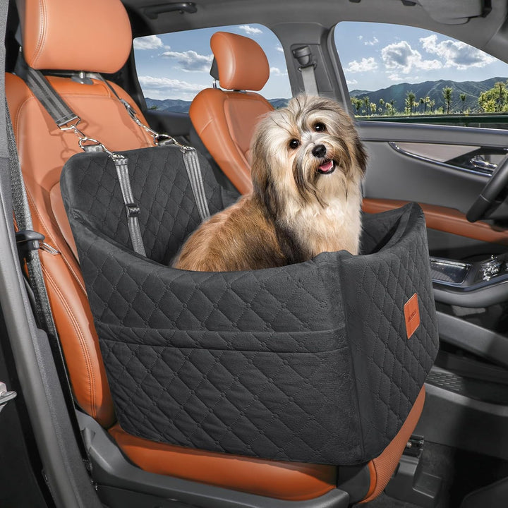 Hunde Autositz für kleine bis mittlere Hunde, Memory Foam erhöhte Kissen Hundeautositz,abnehmbar und