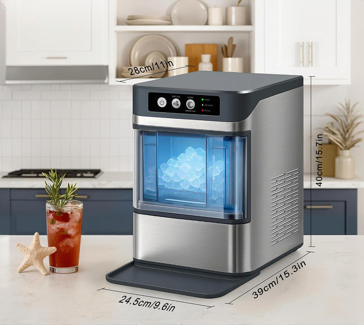 Nugget lce Maker Machine,Chewable Pellet Ice Machine,Self-Cleaning,One-Click Operation,for Home/Kitc