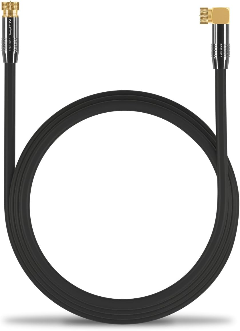 deleyCON 7,5m SAT Antennenkabel Satellitenkabel Koaxialkabel - HDTV Full HD - F-Stecker 90° Grad Gew