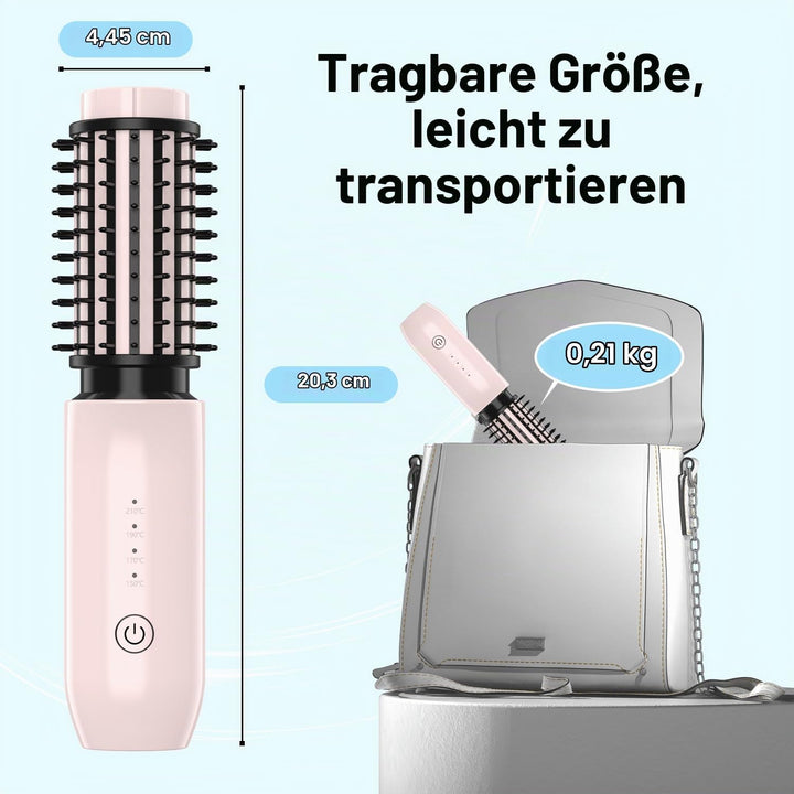 Dricar Kabellose Lockenstabbürste, Tragbare Reise Lockenstäbe Grosse Locken, 40mm Thermobürste Rundb