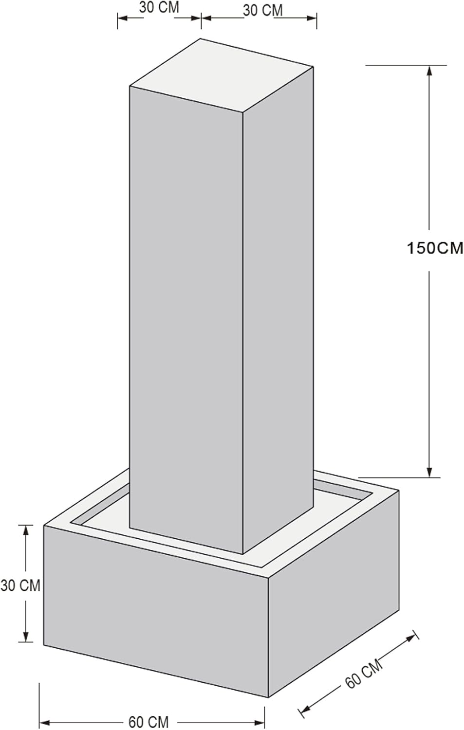 KÖHKO® Gartenbrunnen Tower Höhe 100 cm 26001 Springbrunnen mit Edelstahlbecken 100 CM Edelstahlbecke