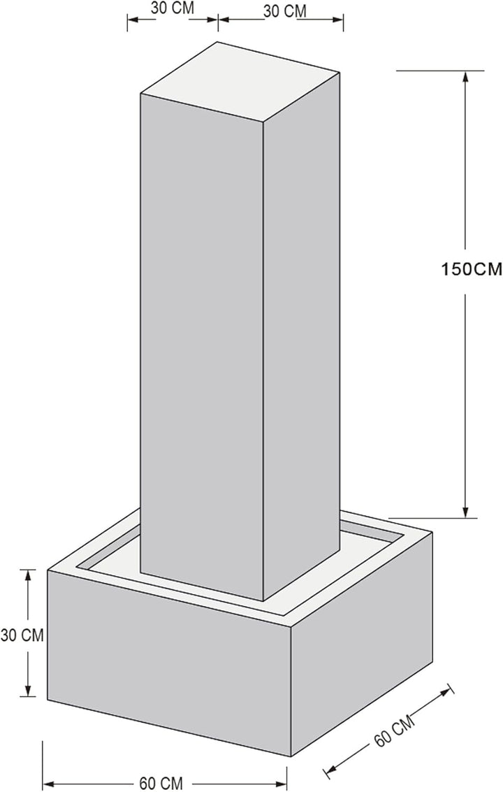 KÖHKO® Gartenbrunnen Tower Höhe 100 cm 26001 Springbrunnen mit Edelstahlbecken 100 CM Edelstahlbecke