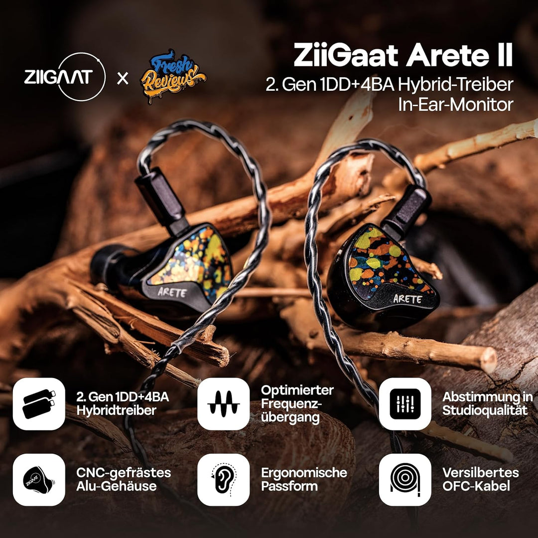 LINSOUL ZiiGaat x Fresh Reviews Arete II 1DD+4BA 2nd Hybrid-In-Ear-Monitor Graffiti, Graffiti