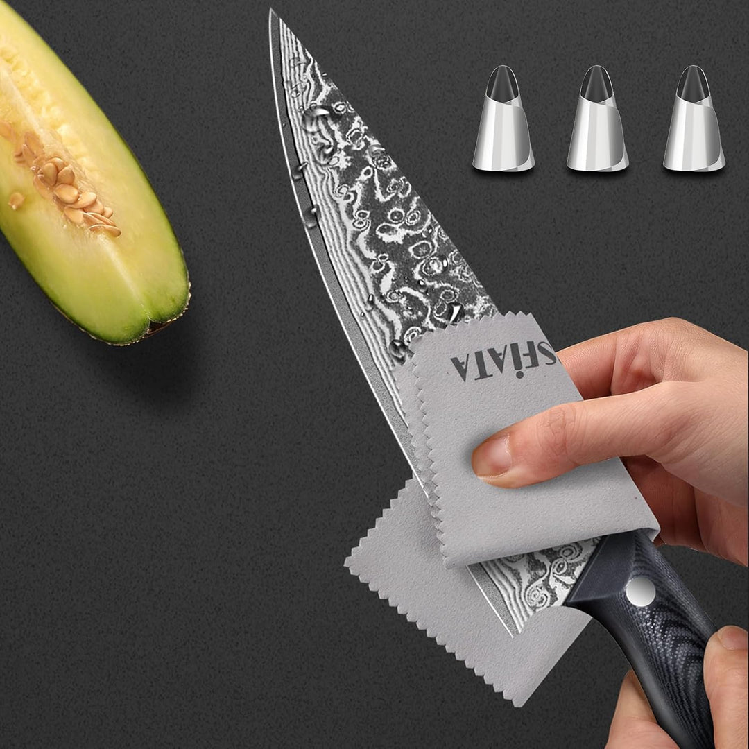MOSFiATA Damastmesser 8 Zoll Kochmesser-Japanisches Küchenmesser aus Damaszener Stahl-Chef's Knife m