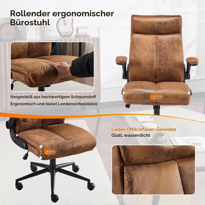 Bonnlo Ergonomischer Bürostuhl, Schreibtischstuhl mit hochklappbarer Armlehne, Computerstuhl, Drehst