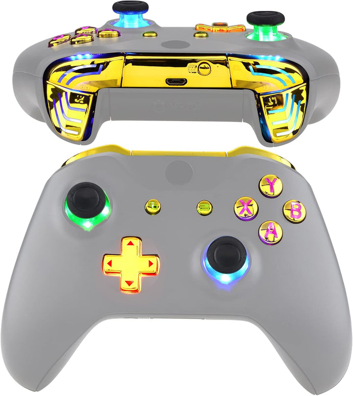 eXtremeRate DTF2.0 LED Kit für Xbox One S/X Controller, LED Leucht Kabel & Ersatz Symbol Knöpfe Set,