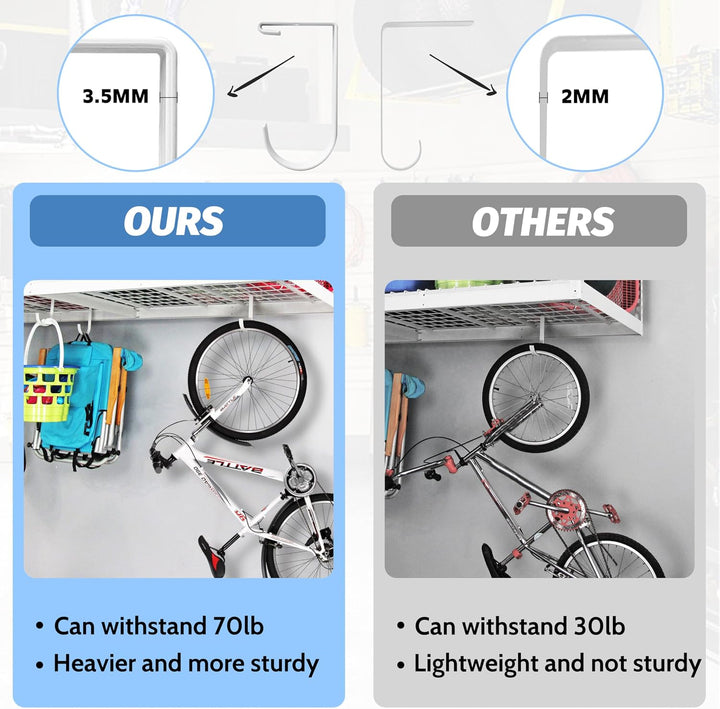 4 Stück Heavy Duty Add-On Flat Hook Zubehör für Garagendecken- und Wandaufbewahrung, legierter St